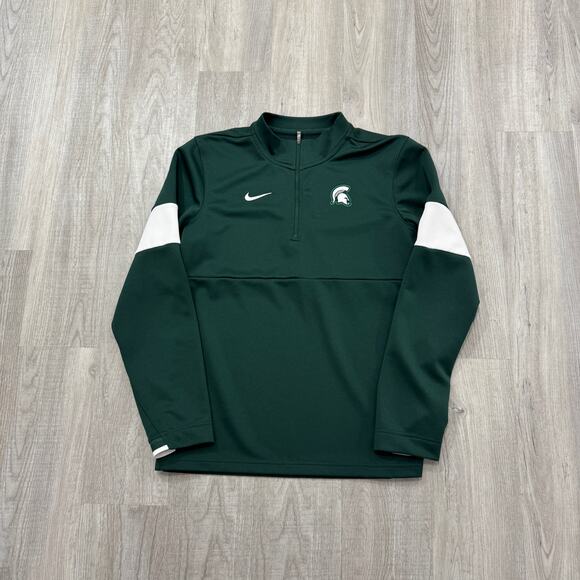 Nike Michigan State Spartans 1/4 Zip Men's Small Green Sweatshirt MSU Sparty - Picture 1 of 8